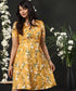 Round Neck Mustard Printed Dress